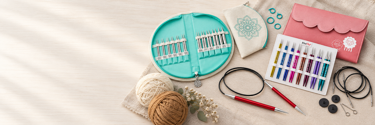 KnitPro Mindful Warmth and Zing Deluxe interchangeable needle sets with red Zing circular needles – new at Vilrita