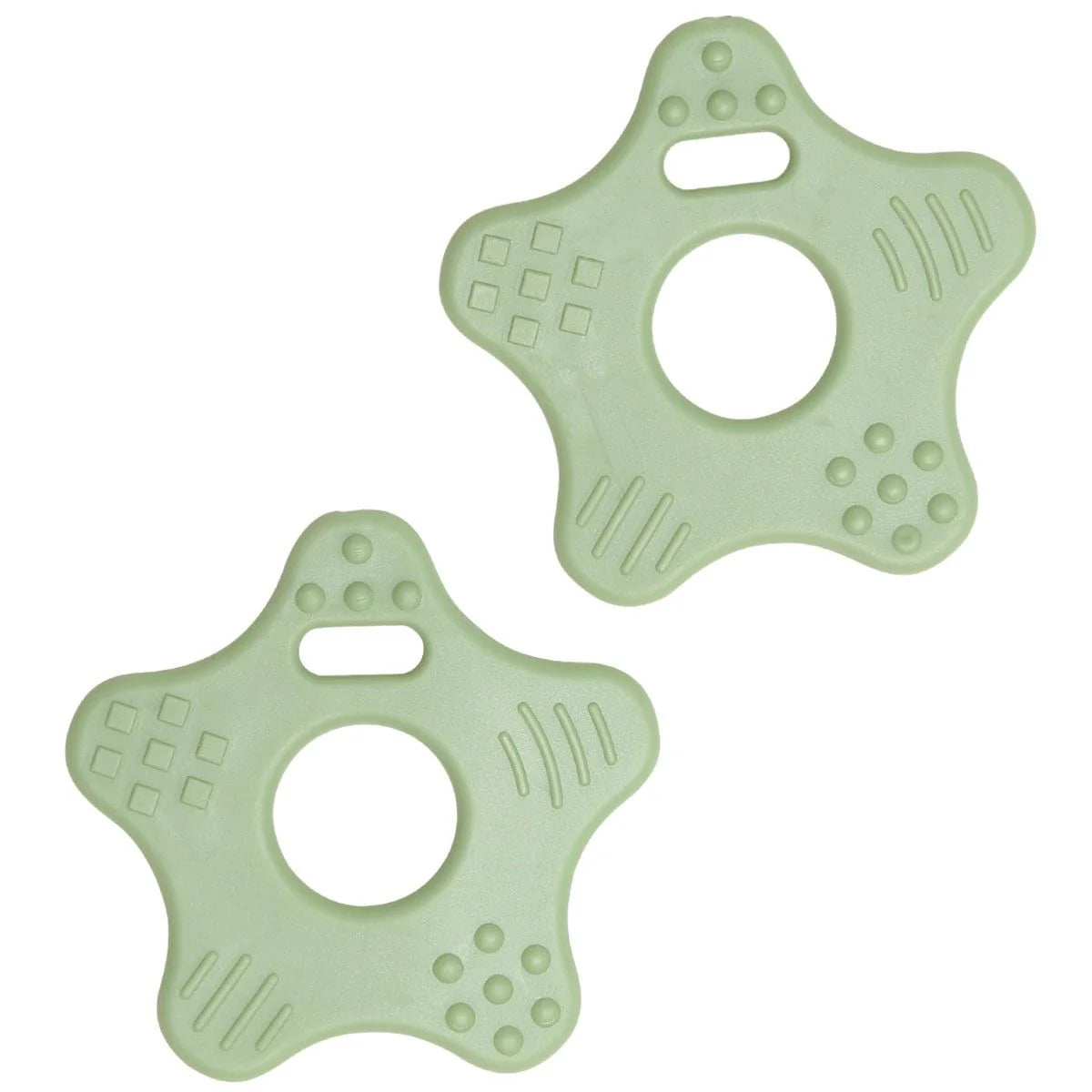 Soft TPE Star Teether (2 pcs) – for Baby Sensory Toys & Rattles Pastel Green