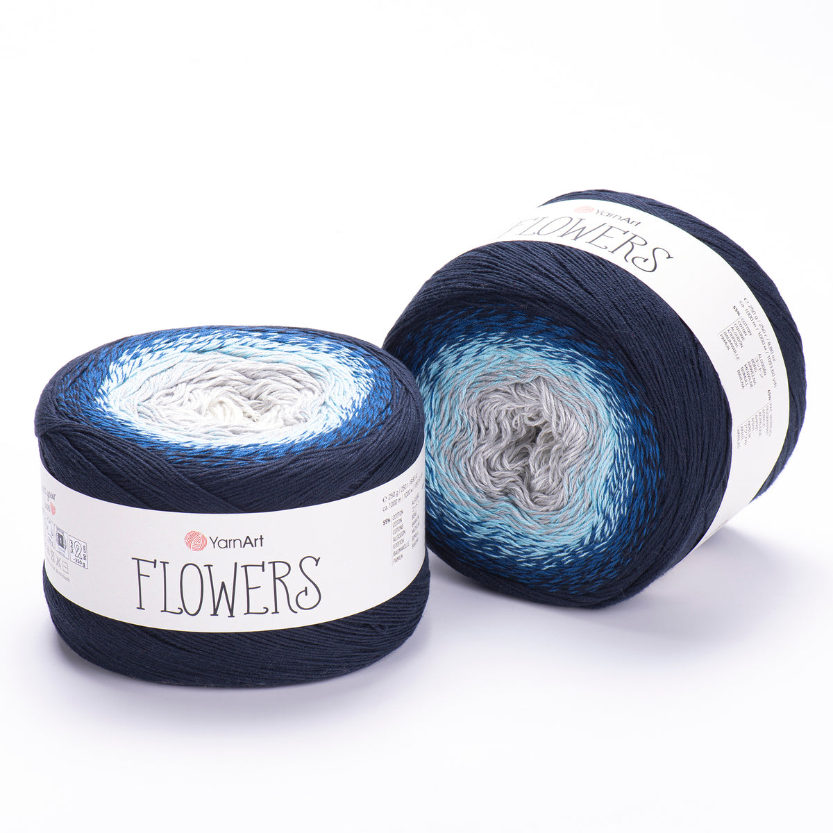 YarnArt Flowers 261 Стальной синий и полночь – пряжа из хлопка и акрила с переходами цвета