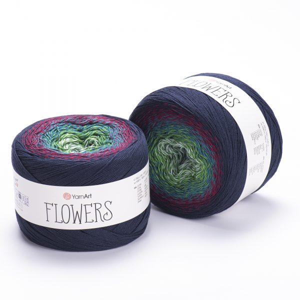 YarnArt Flowers 266 Глубокий тёмно-синий и сланцевый – пряжа из хлопка и акрила с переходами цвета