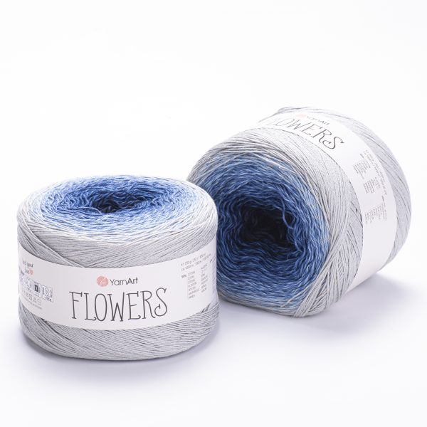 YarnArt Flowers 271 Глубокий тёмно-синий и джинсовый – пряжа из хлопка и акрила с переходами цвета