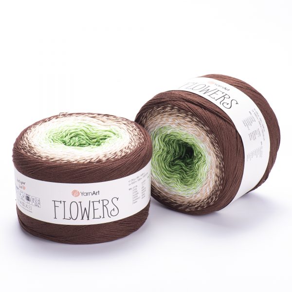 YarnArt Flowers 272 Голубино-серый и антрацитовый – пряжа из хлопка и акрила с переходами цвета