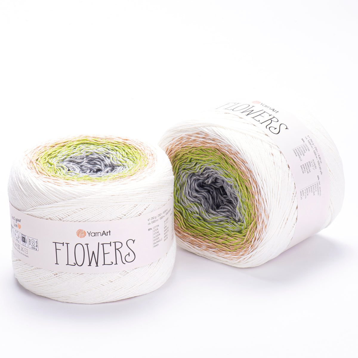 YarnArt Flowers Жемчужный и латте – пряжа из хлопка и акрила с переходами цвета