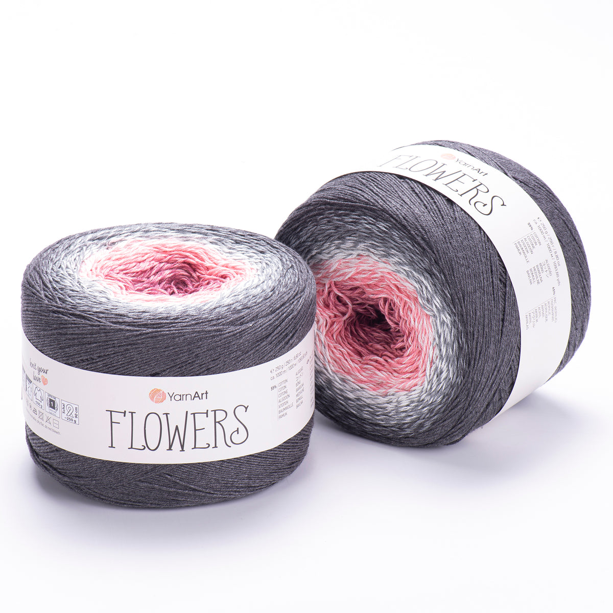 YarnArt Flowers 279 Сланцевый и светло-серый – пряжа из хлопка и акрила с переходами цвета