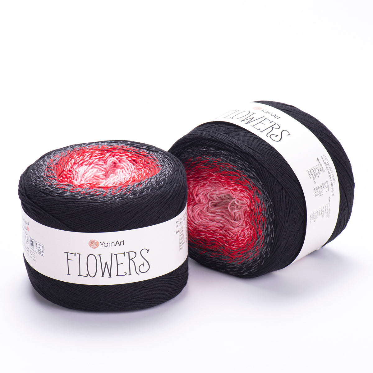 YarnArt Flowers 282 Антрацитовый и старая роза – пряжа из хлопка и акрила с переходами цвета