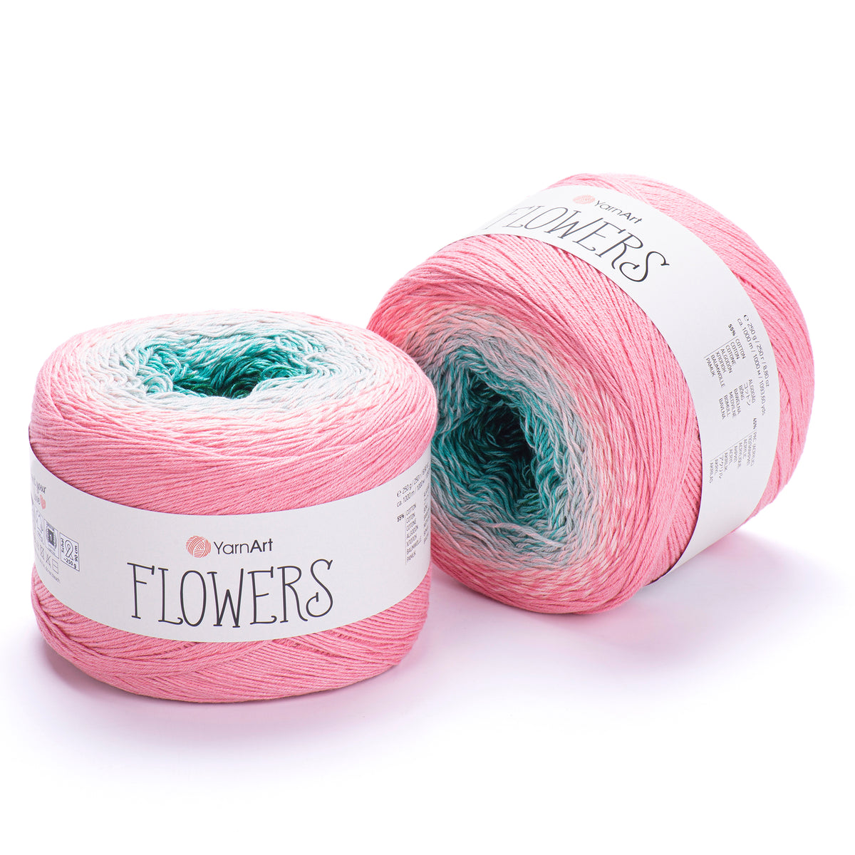YarnArt Flowers 292 Пудрово-розовый и сланцевый – пряжа из хлопка и акрила с переходами цвета
