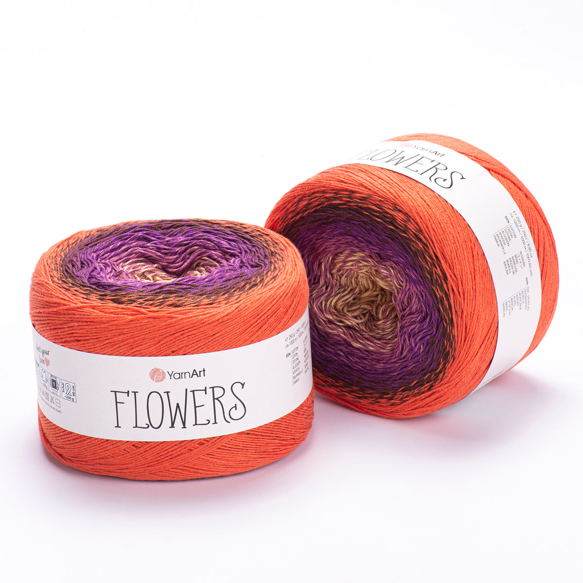 YarnArt Flowers 295 Тёмно-красный и мокко – пряжа из хлопка и акрила с переходами цвета