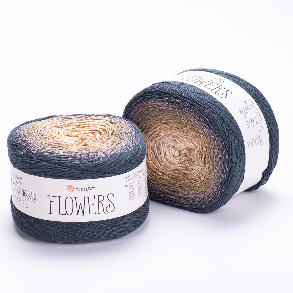 YarnArt Flowers 297 Норковый и графитовый – пряжа из хлопка и акрила с переходами цвета