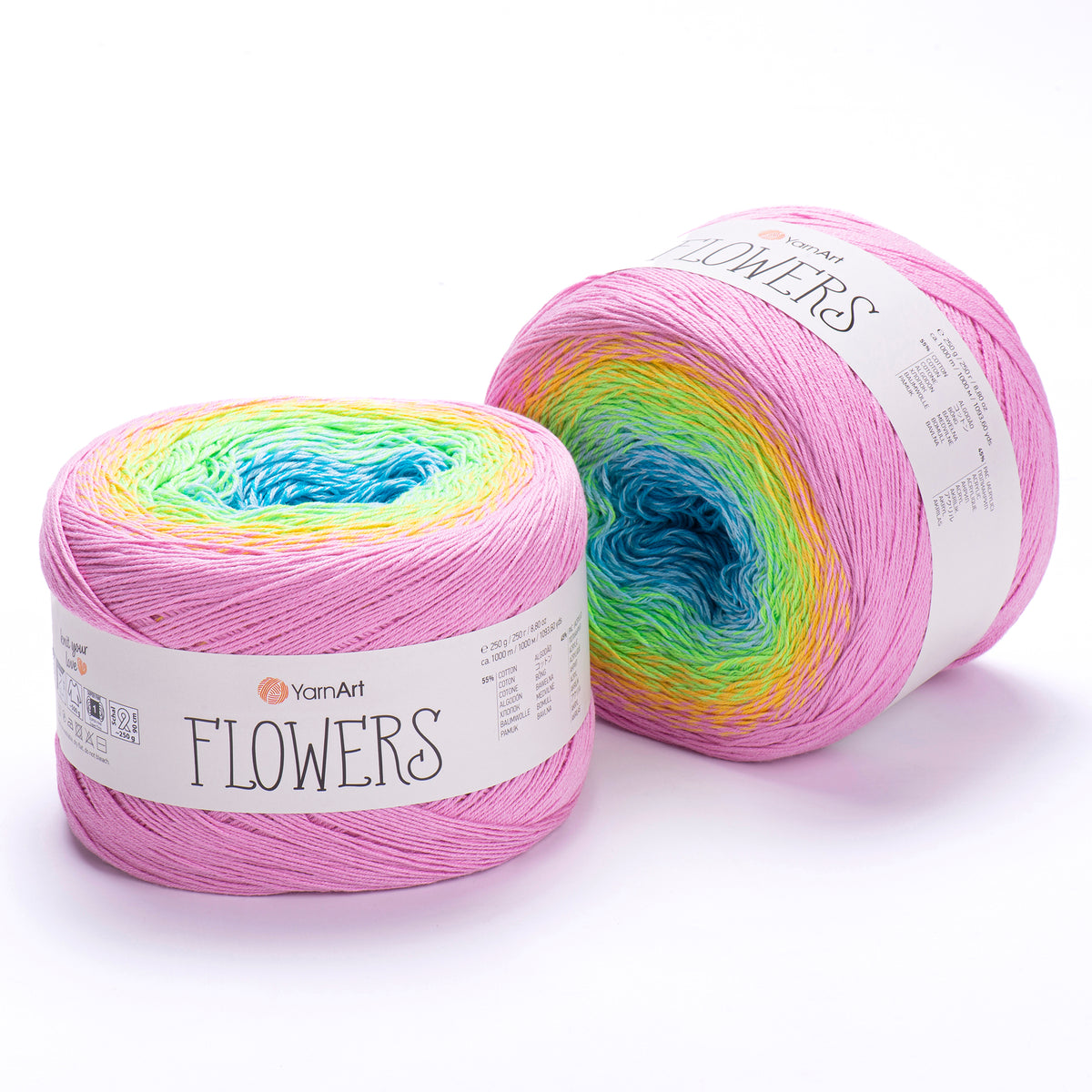 YarnArt Flowers 312 Петроль и стальной синий – пряжа из хлопка и акрила с переходами цвета