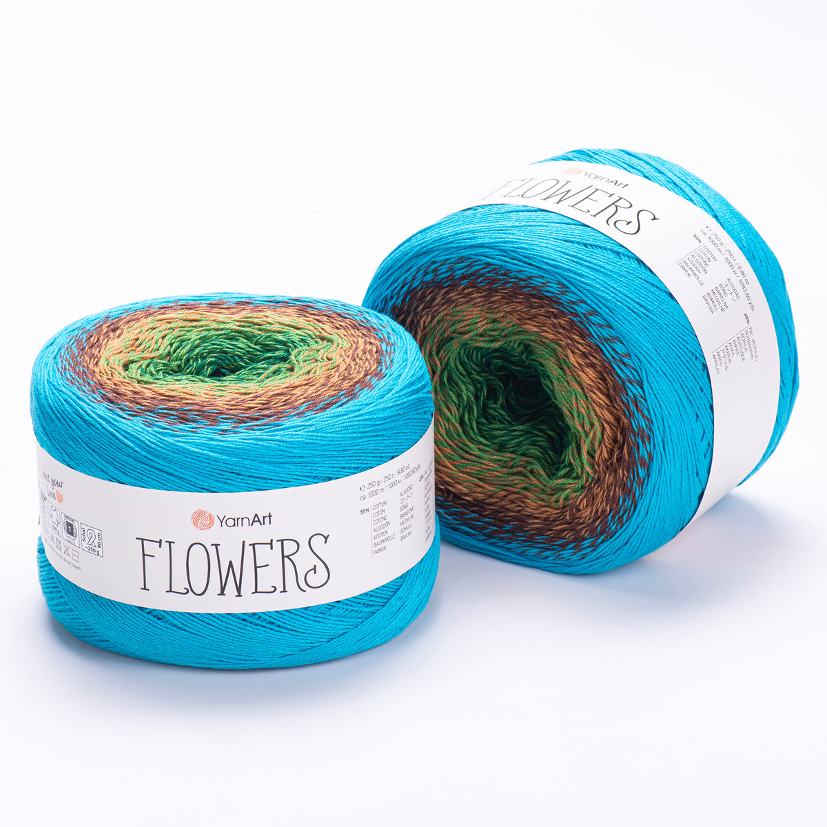YarnArt Flowers 314 Чёрный и мокко – пряжа из хлопка и акрила с переходами цвета