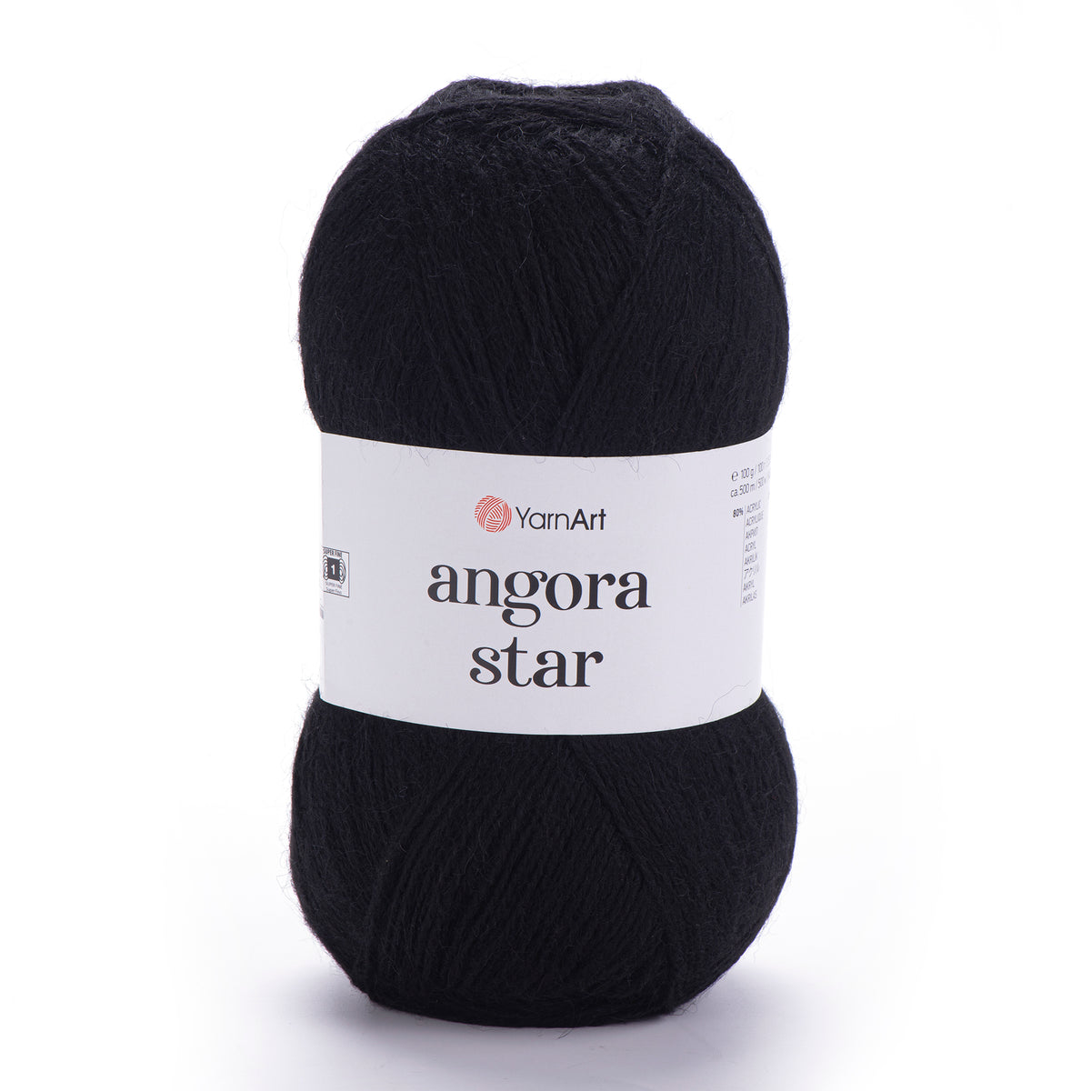 YarnArt Angora Star 585 Чёрный – пушистая пряжа из акрила с шерстью