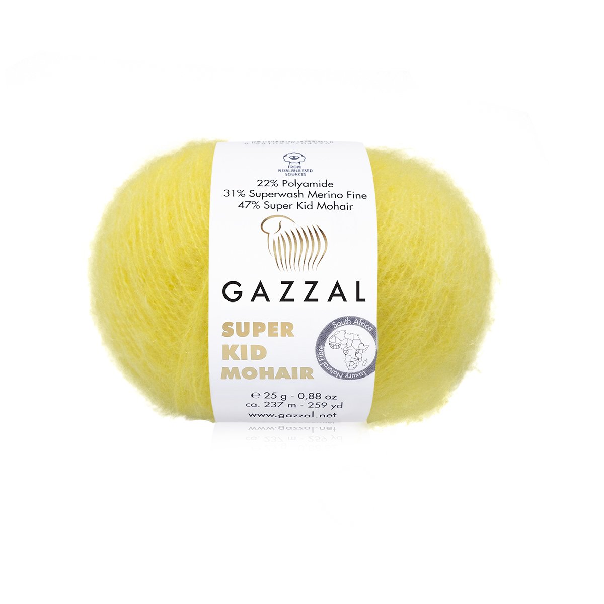 Gazzal Super Kid Mohair 64431 Yellow – kid mohair merino yarn