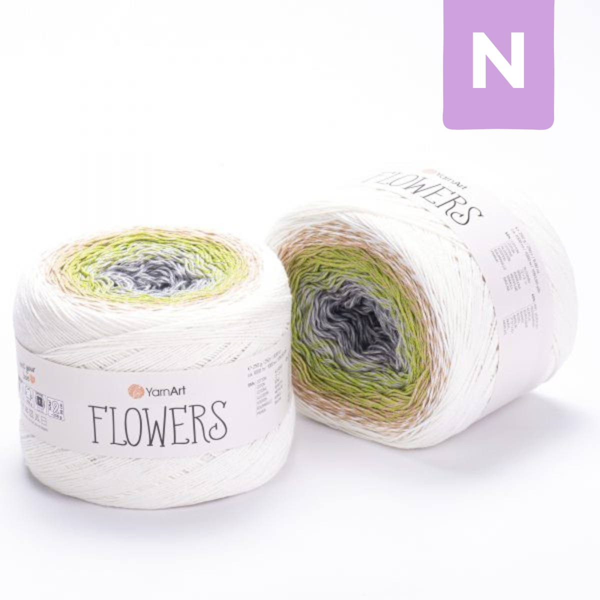 YarnArt Flowers Нежный жемчуг и латте – пряжа из хлопка и акрила с переходами цвета