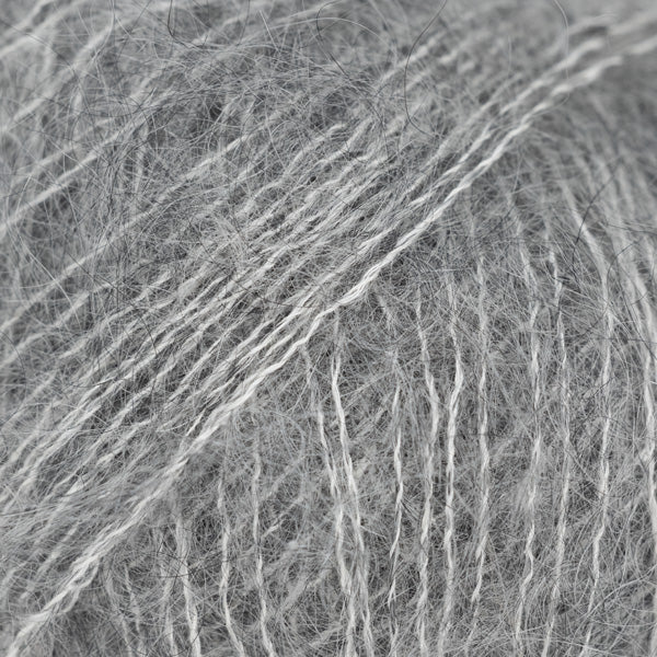 DROPS Kid-Silk 75 Stålgrå – mohair- och silkesgarn