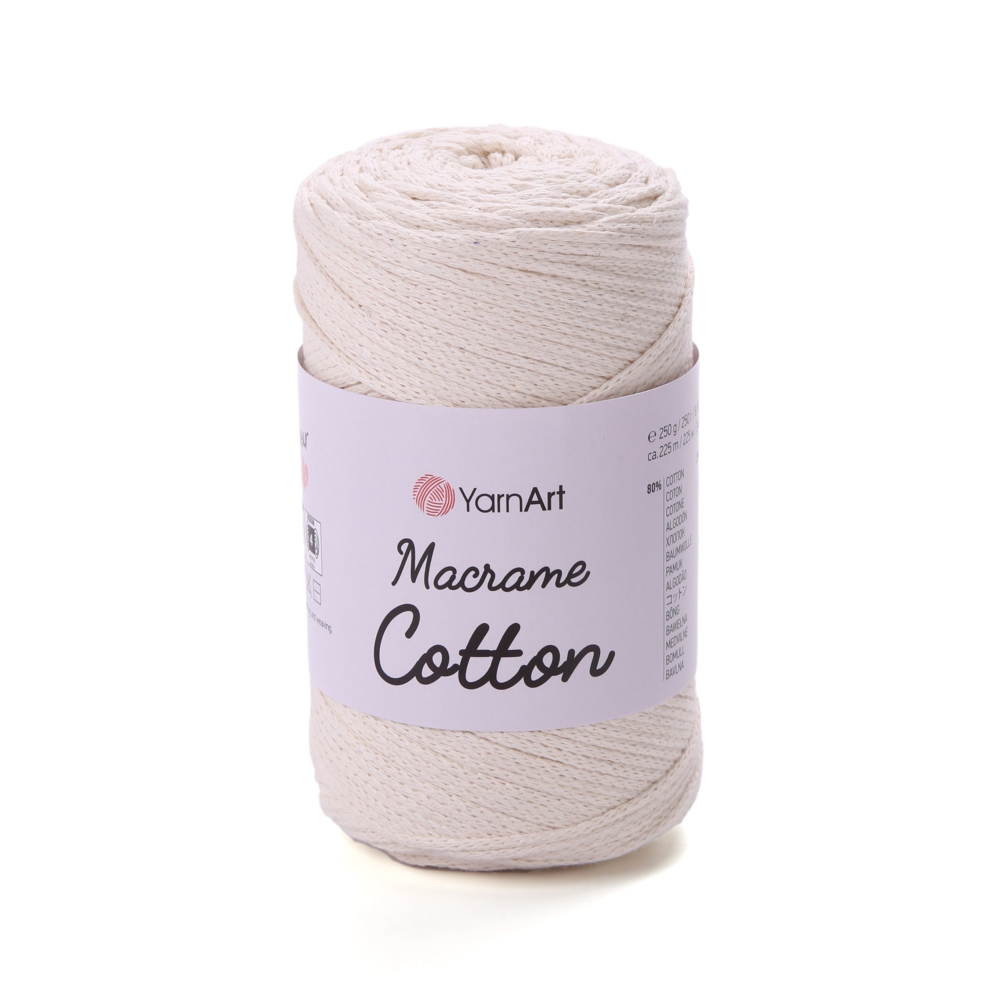 YarnArt Macrame Cotton 752 Серебристый – плетёный шнур для макраме
