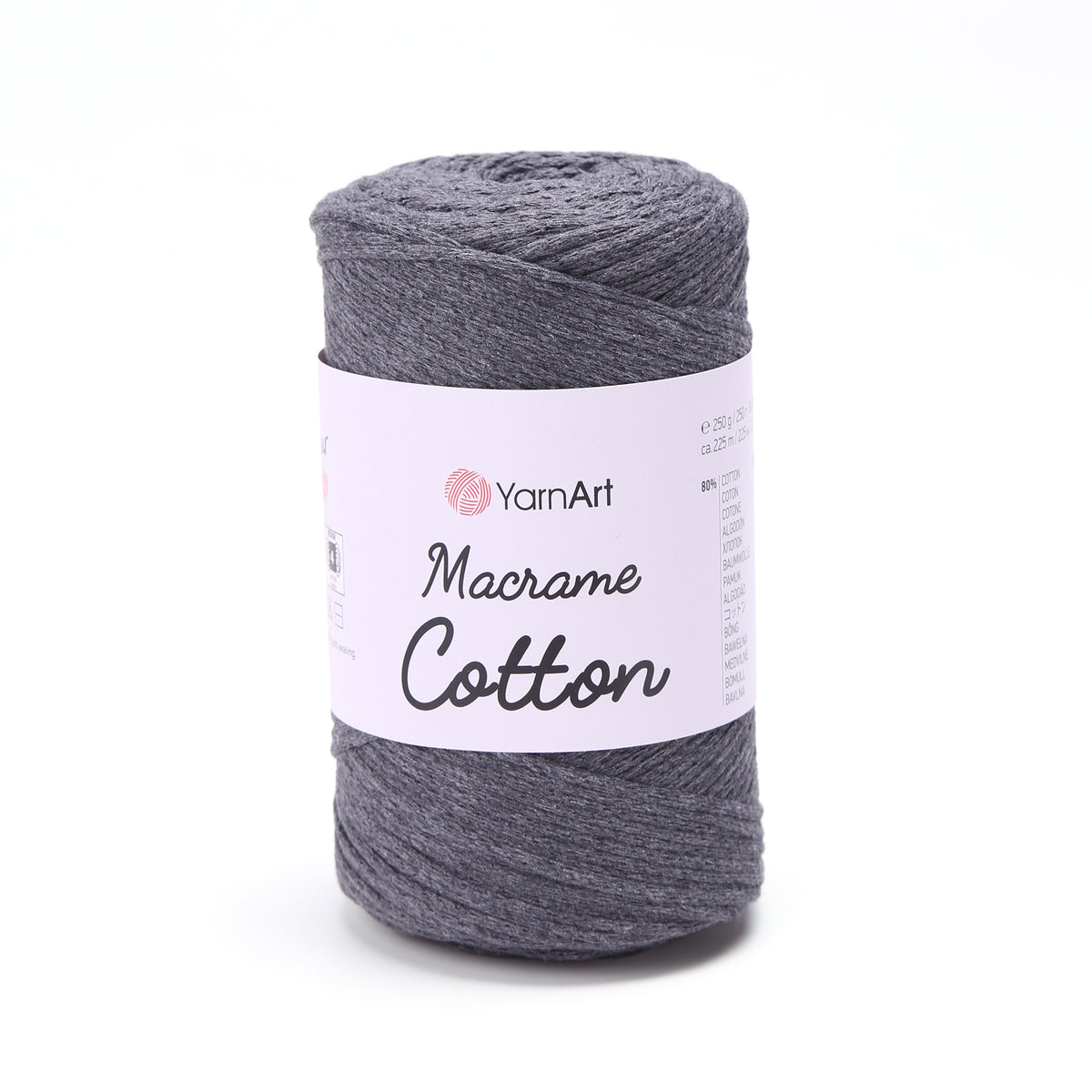 YarnArt Macrame Cotton 758 Тёмно-серый – плетёный шнур для макраме