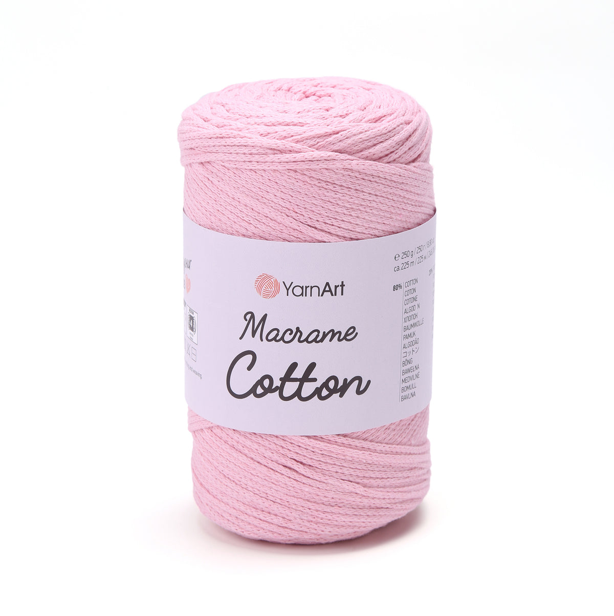 YarnArt Macrame Cotton 762 Светло-розовый – плетёный шнур для макраме