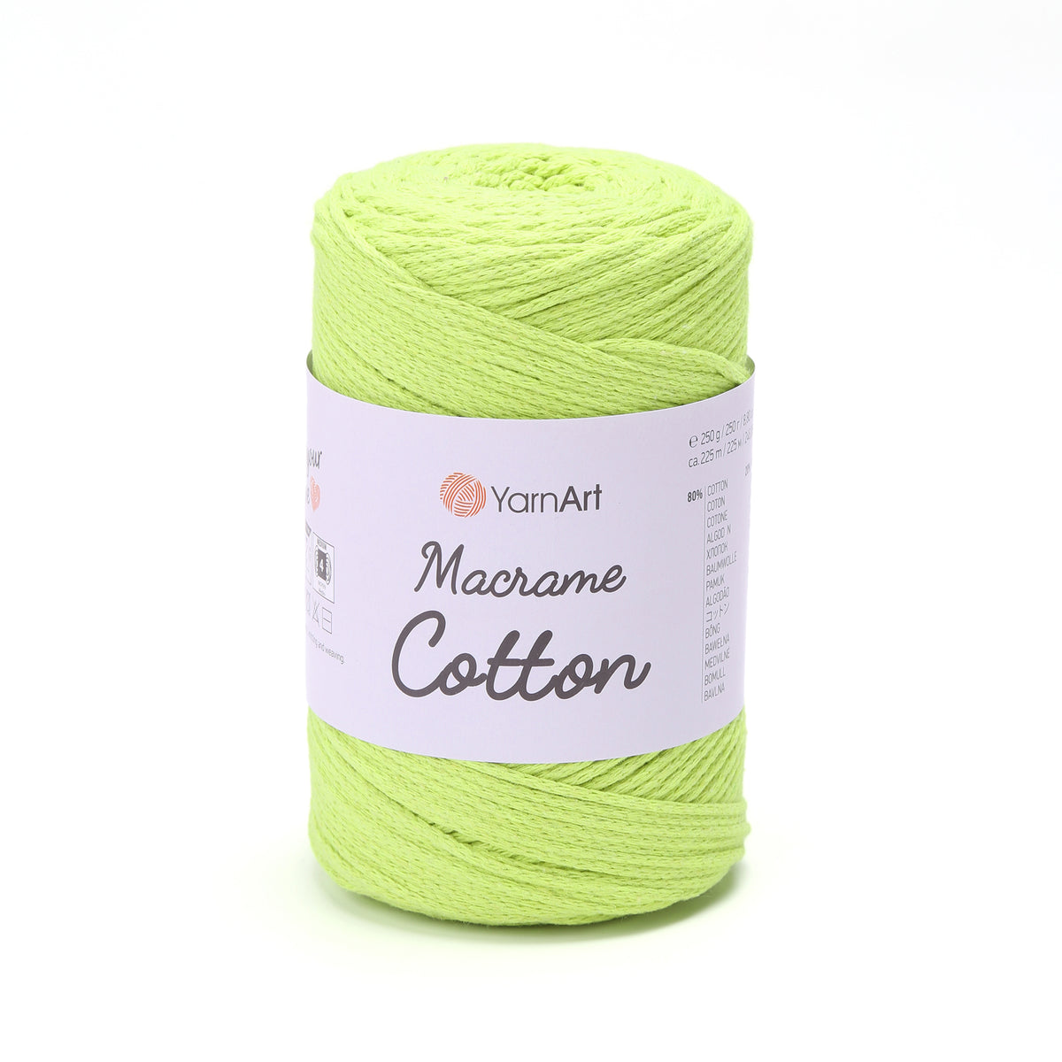 YarnArt Macrame Cotton 801 Лаймовый – плетёный шнур для макраме
