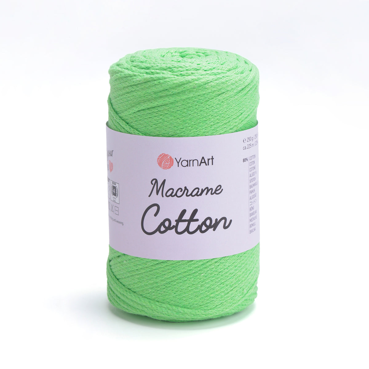 YarnArt Macrame Cotton 802 Светло-зелёный – плетёный шнур для макраме