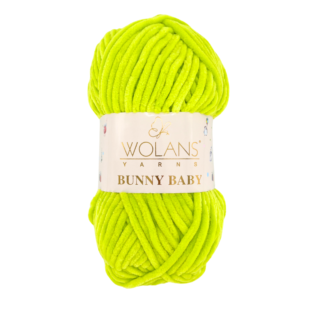 Wolans Bunny Baby 100-85 Neona dzeltena – šenila dzija