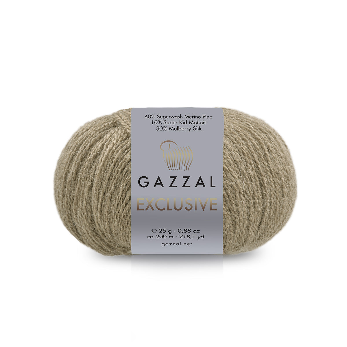 Gazzal Exclusive 9925 Dark Beige – merino silk mohair yarn