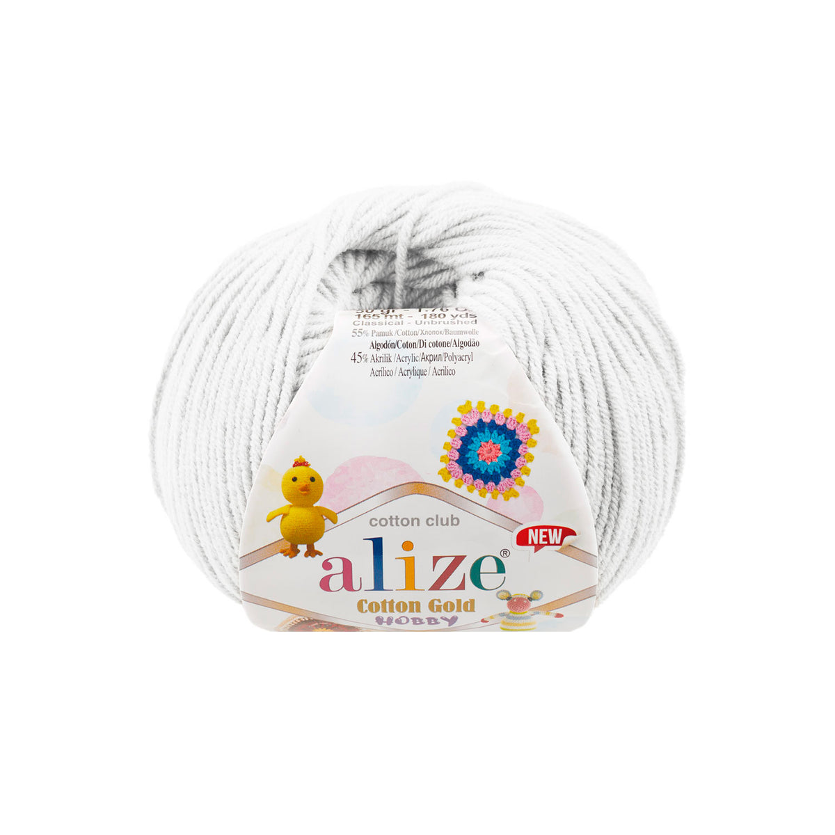 Alize Cotton Gold Hobby 55 White – cotton acrylic yarn