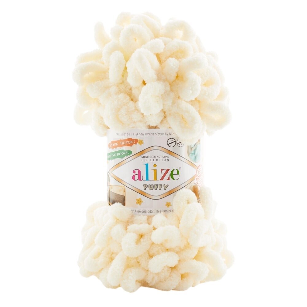 Alize Puffy 01 Krēmkrāsas – dzija ar cilpām