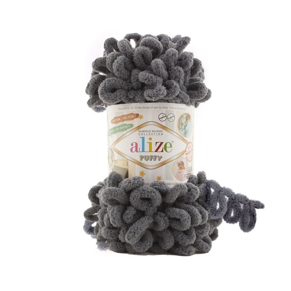 Alize Puffy 53 Ogļu pelēka – dzija ar cilpām