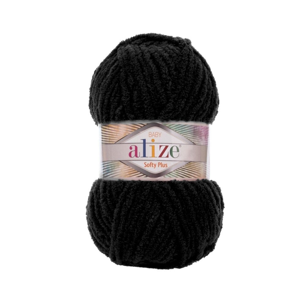 Alize Softy Plus 1060 Svart – mjukt frottéliknande garn