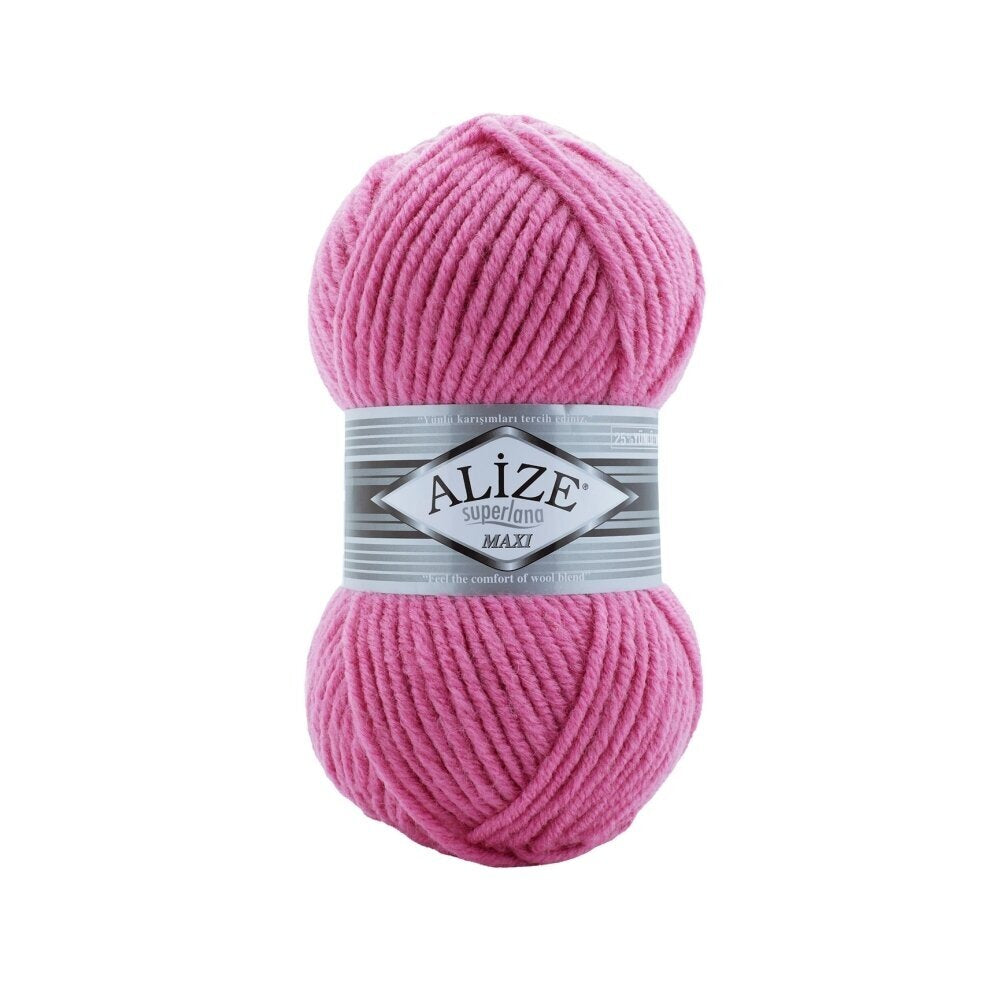 Alize Superlana Maxi 178 Конфетно-розовый – толстая пряжа с шерстью