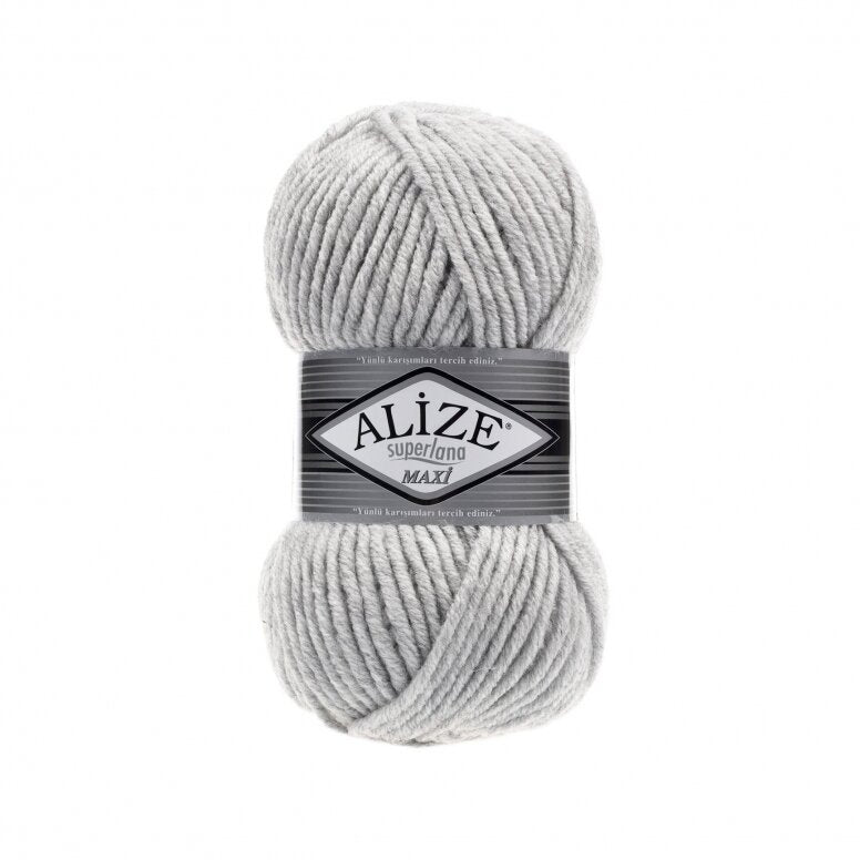 Alize Superlana Maxi 208 Светло-серый меланж – толстая пряжа с шерстью