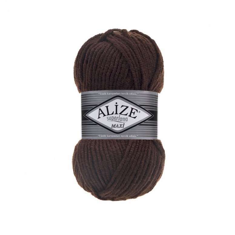 Alize Superlana Maxi 26 Коричневый – толстая пряжа с шерстью