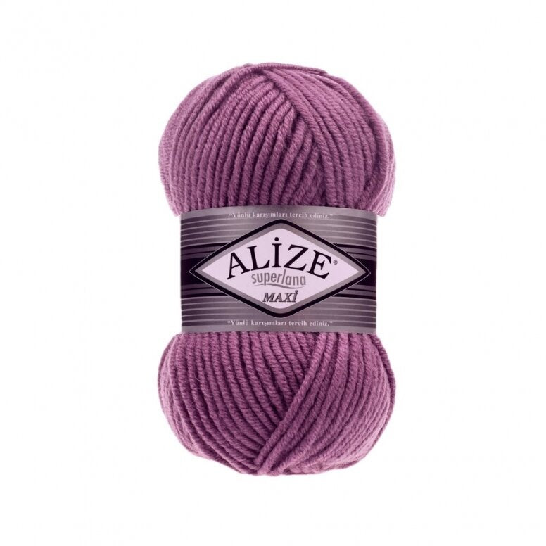 Alize Superlana Maxi 440 Тёмно-розовый – толстая пряжа с шерстью