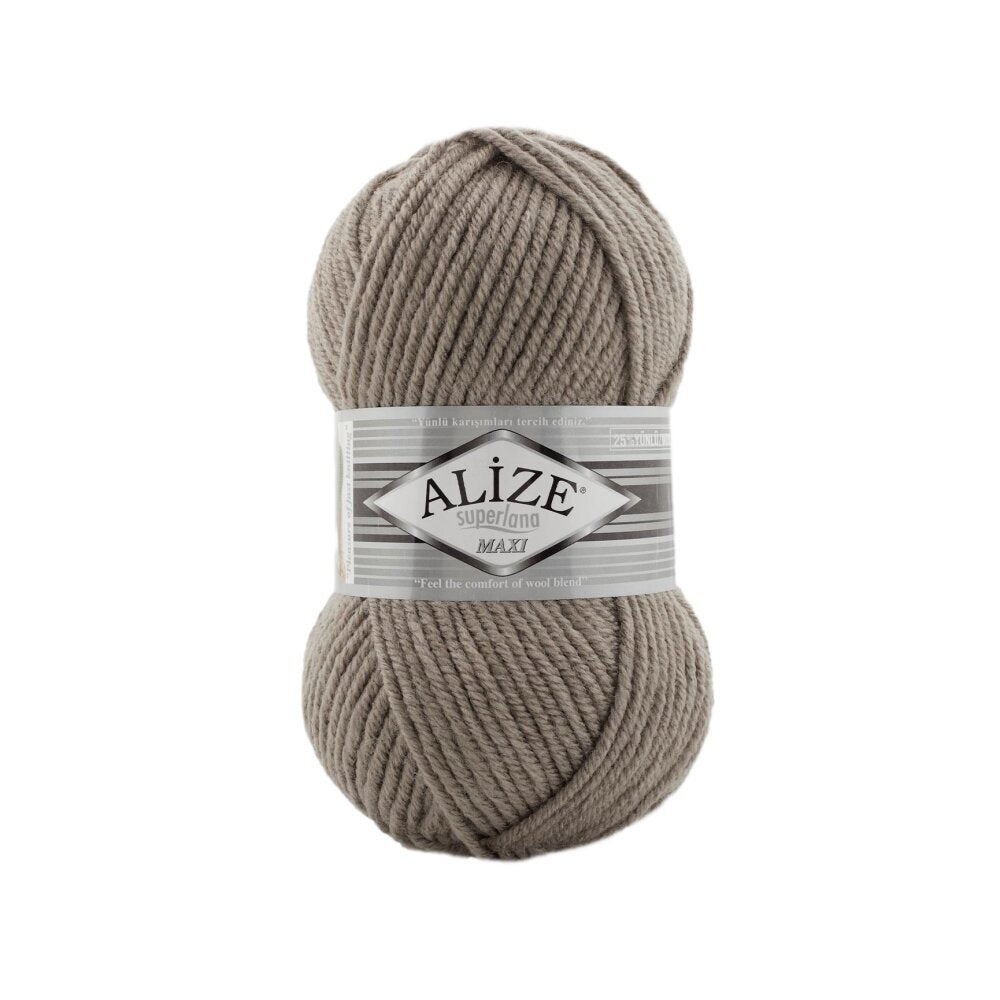 Alize Superlana Maxi 283 Серо-коричневый – толстая пряжа с шерстью