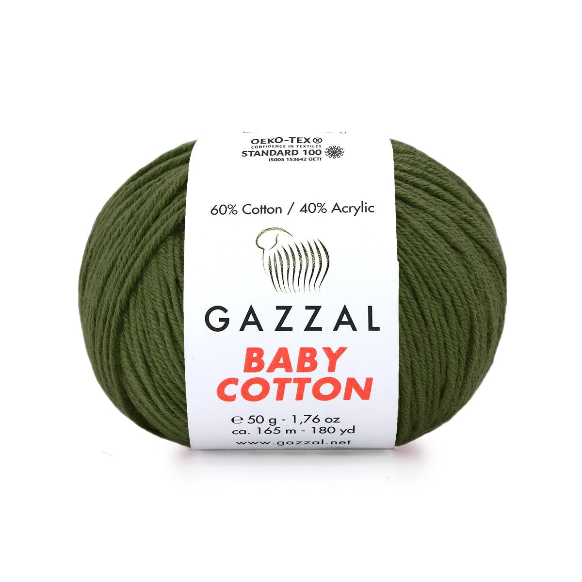 Gazzal Baby Cotton 3463 Tumeoliiv – puuvilla-akrüülist beebilõng