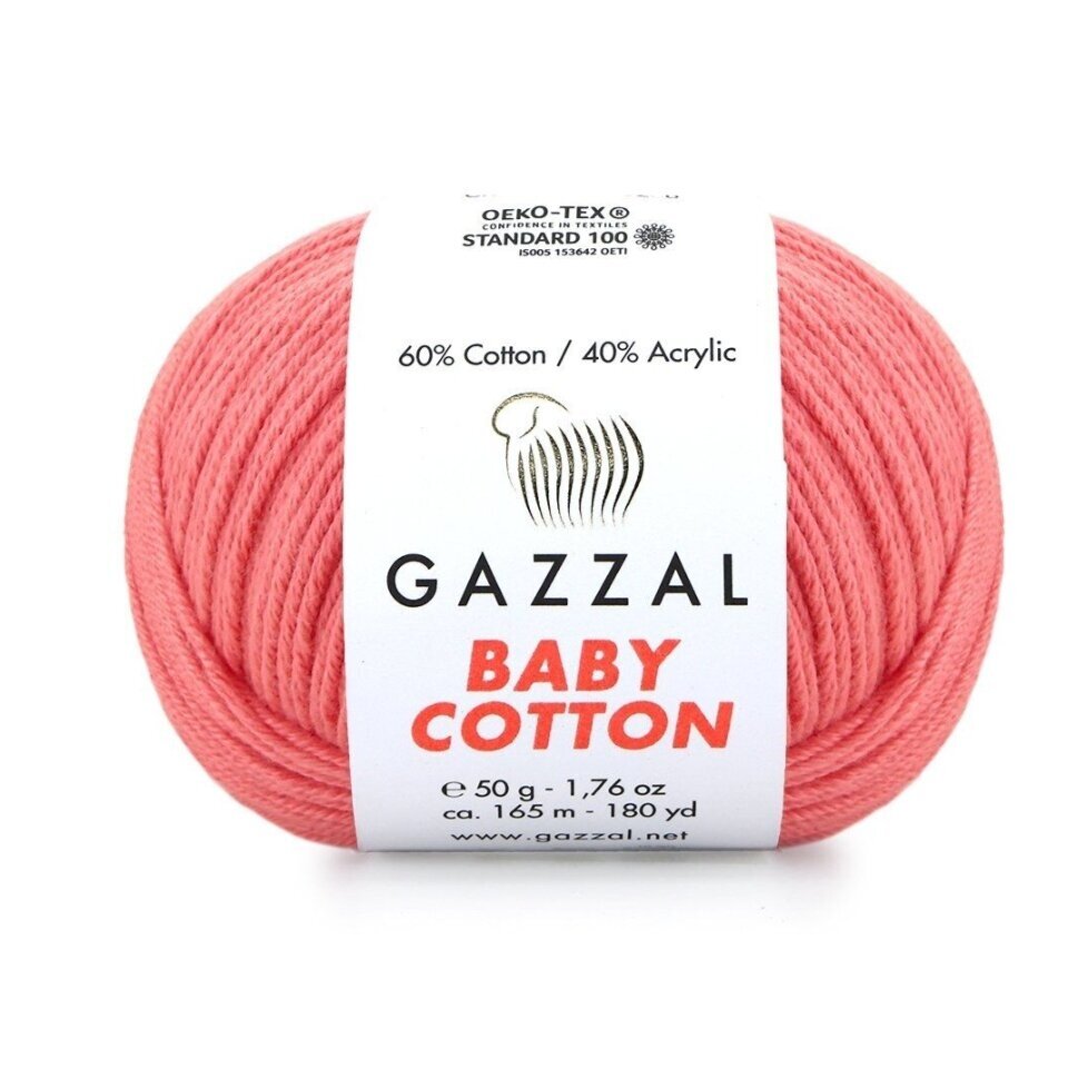 Gazzal Baby Cotton 3435 Lõhe – puuvilla-akrüülist beebilõng