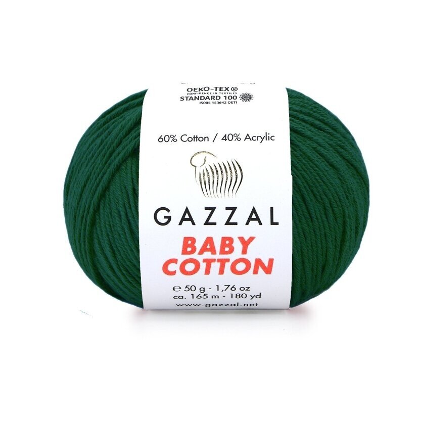Gazzal Baby Cotton 3467 Tumeroheline – puuvilla-akrüülist beebilõng