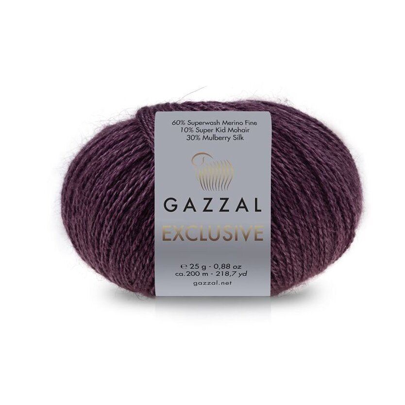 Gazzal Exclusive 9910 Aubergine – merino silk mohair yarn