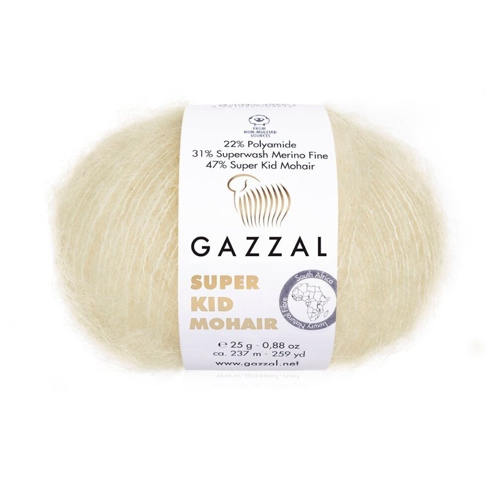 Gazzal Super Kid Mohair 64437 Ivory – kid mohair merino yarn