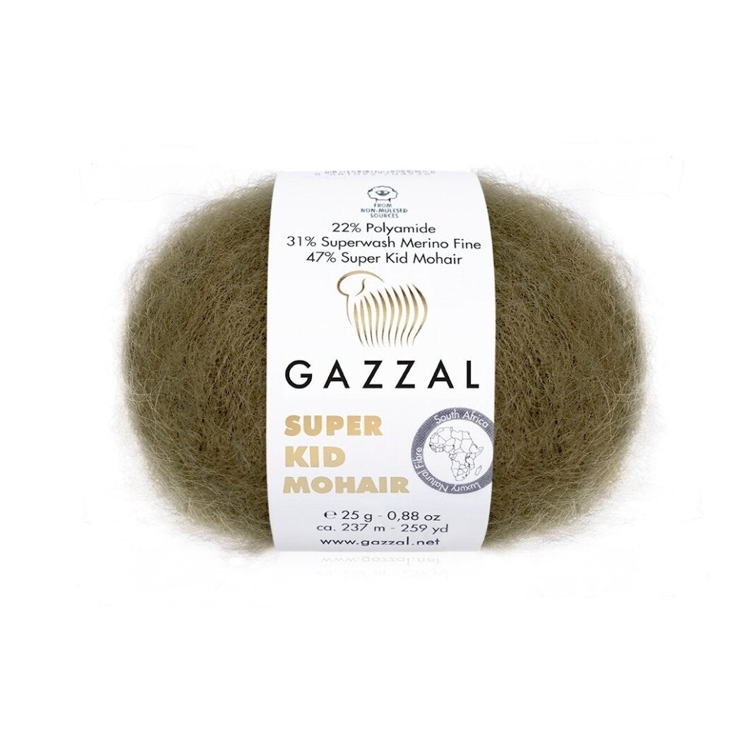 Gazzal Super Kid Mohair 64403 Dark Olive – kid mohair merino yarn