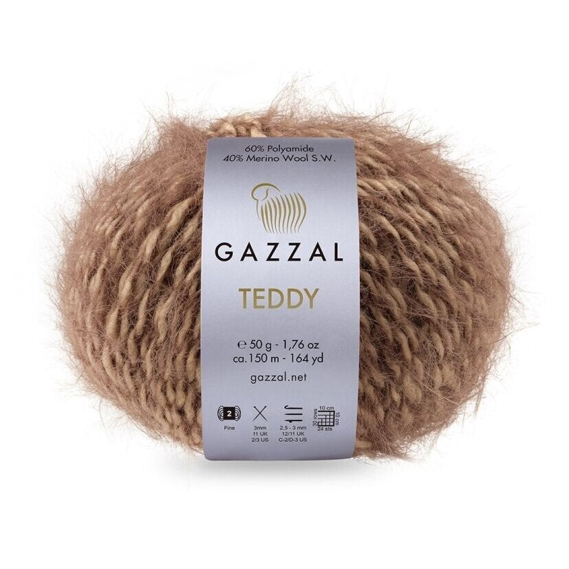 Gazzal Teddy 6540 Brown – merino bouclé yarn