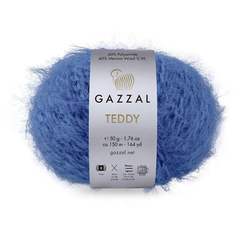 Gazzal Teddy 6562 Blue – merino bouclé yarn