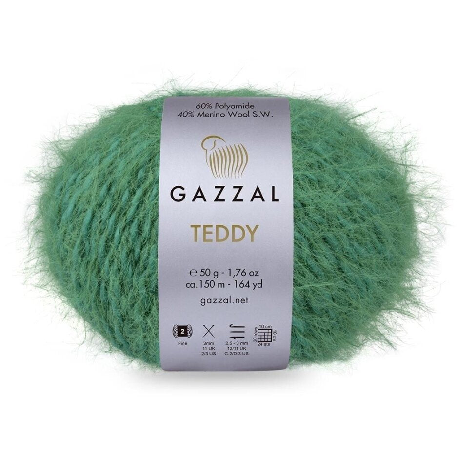 Gazzal Teddy 6559 Pine – merino bouclé yarn