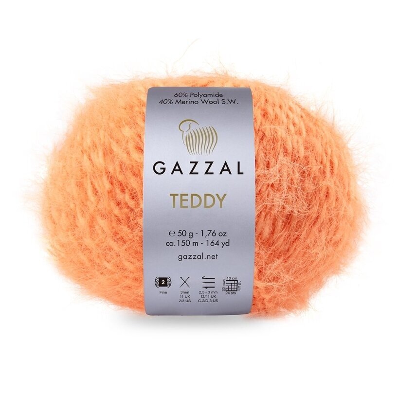 Gazzal Teddy 6544 Orange – merino bouclé yarn