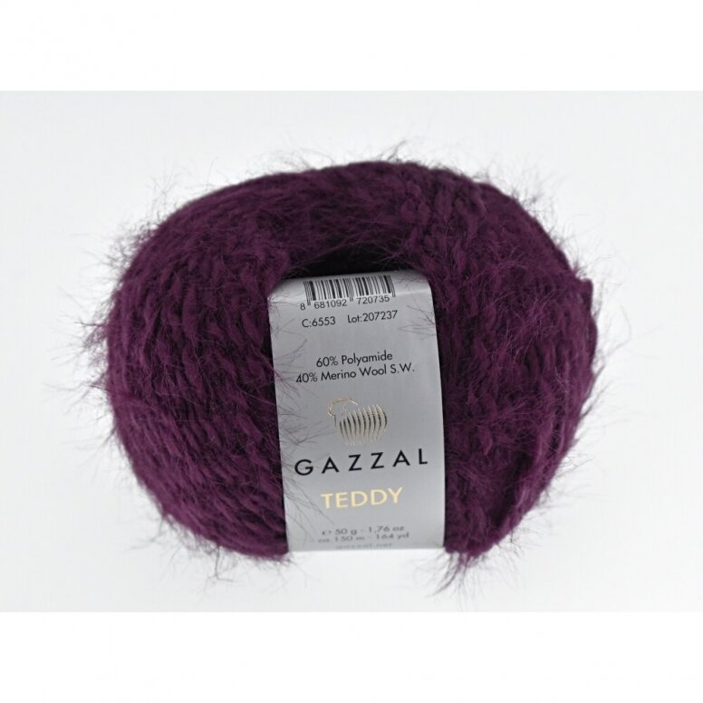 Gazzal Teddy 6553 Aubergine – merino bouclé yarn