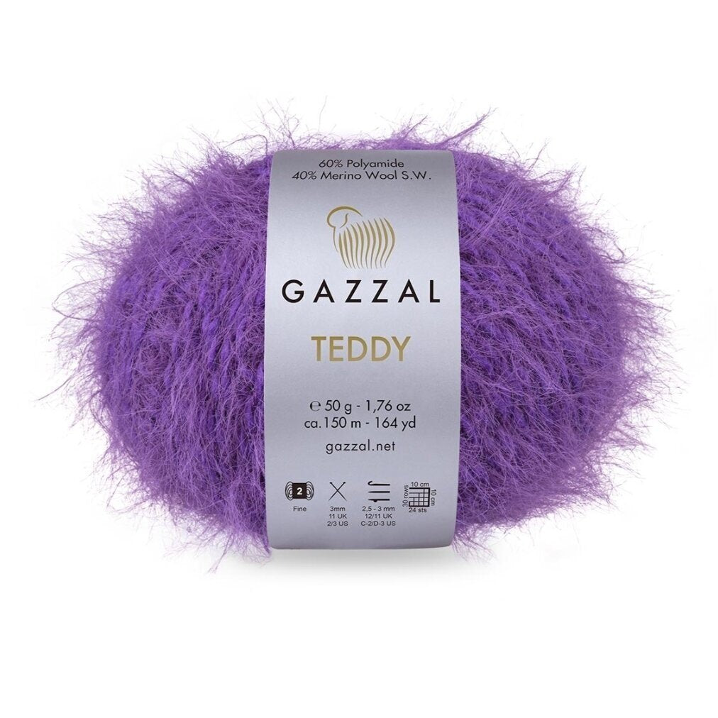 Gazzal Teddy 6550 Violet – merino bouclé yarn
