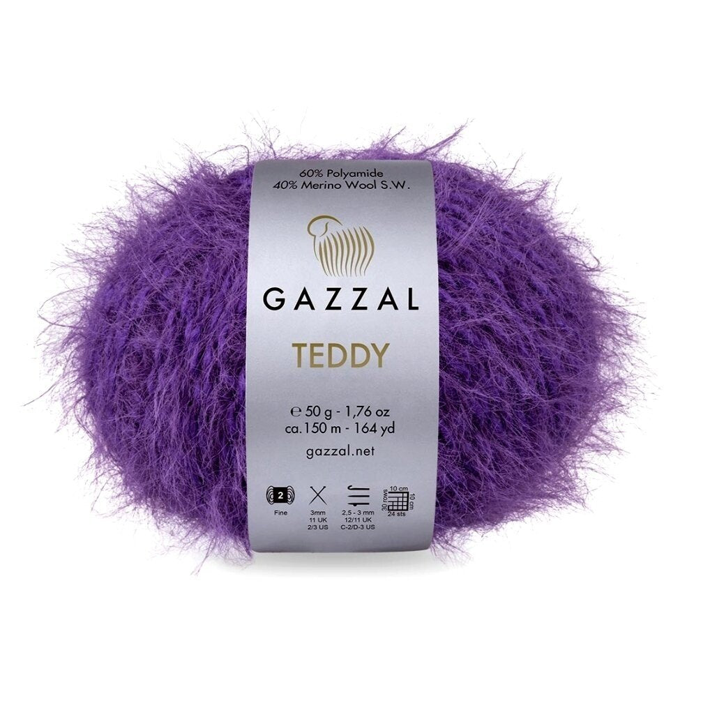 Gazzal Teddy 6551 Purple – merino bouclé yarn