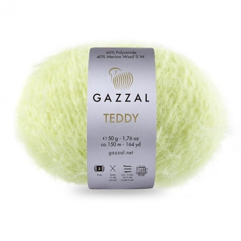 Gazzal Teddy 6533 Pistachio – merino bouclé yarn