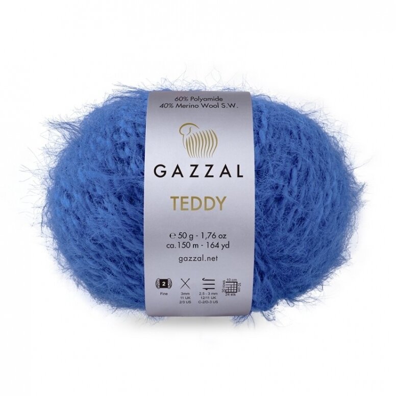 Gazzal Teddy 6563 Royal Blue – merino bouclé yarn