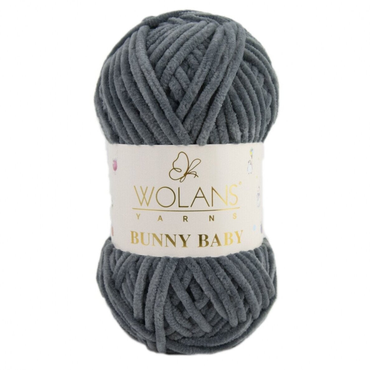 Wolans Bunny Baby 100-09 Ogļu pelēka – šenila dzija